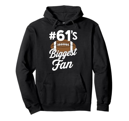 Nummer 61 Biggest Fan Fußball Mama Frau Supporter Sohn Cheer Pullover Hoodie von Biggest Football Fan Number Apparel