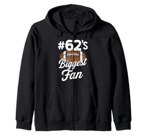 Nummer 62 Biggest Fan Fußball Mama Frau Supporter Sohn Cheer Kapuzenjacke von Biggest Football Fan Number Apparel