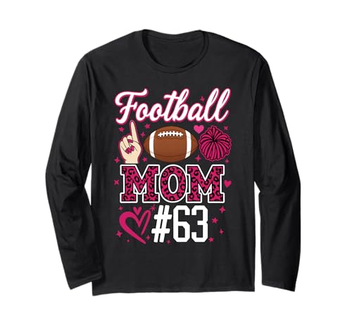 Nummer 63 Biggest Fan Fußball Mama Frau Supporter Sohn Cheer Langarmshirt von Biggest Football Fan Number Apparel