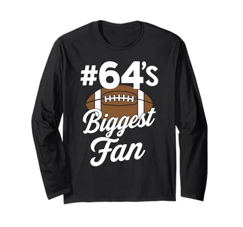 Nummer 64 Biggest Fan Fußball Mama Frau Supporter Sohn Cheer Langarmshirt von Biggest Football Fan Number Apparel