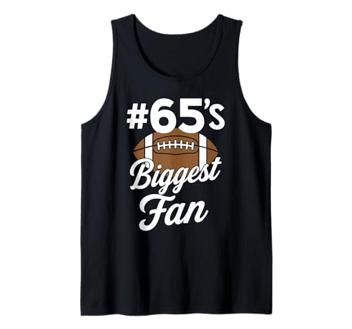 Nummer 65 Biggest Fan Fußball Mama Frau Supporter Sohn Cheer Tank Top von Biggest Football Fan Number Apparel