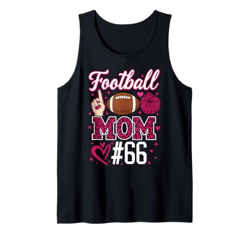 Nummer 66 Biggest Fan Fußball Mama Frau Supporter Sohn Cheer Tank Top von Biggest Football Fan Number Apparel