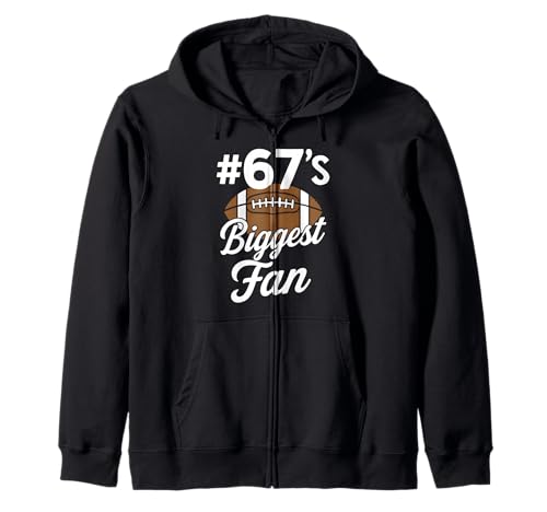 Nummer 67 Biggest Fan Fußball Mama Frau Supporter Sohn Cheer Kapuzenjacke von Biggest Football Fan Number Apparel