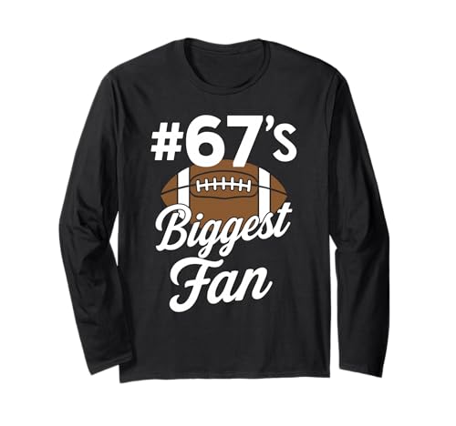 Nummer 67 Biggest Fan Fußball Mama Frau Supporter Sohn Cheer Langarmshirt von Biggest Football Fan Number Apparel