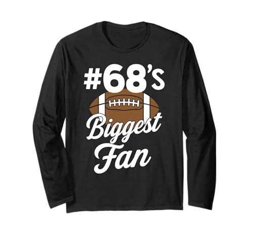 Nummer 68 Biggest Fan Fußball Mama Frau Supporter Sohn Cheer Langarmshirt von Biggest Football Fan Number Apparel