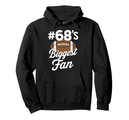 Nummer 68 Biggest Fan Fußball Mama Frau Supporter Sohn Cheer Pullover Hoodie von Biggest Football Fan Number Apparel