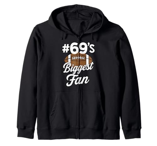 Nummer 69 Biggest Fan Fußball Mama Frau Supporter Sohn Cheer Kapuzenjacke von Biggest Football Fan Number Apparel