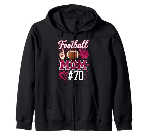 Nummer 70 Biggest Fan Fußball Mama Frau Supporter Sohn Cheer Kapuzenjacke von Biggest Football Fan Number Apparel