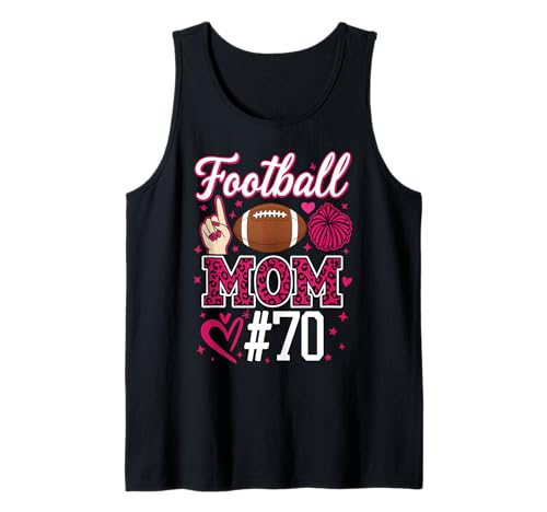 Nummer 70 Biggest Fan Fußball Mama Frau Supporter Sohn Cheer Tank Top von Biggest Football Fan Number Apparel