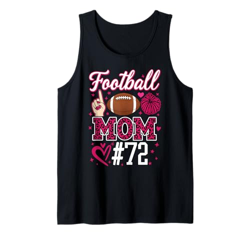 Nummer 72 Biggest Fan Fußball Mama Frau Supporter Sohn Cheer Tank Top von Biggest Football Fan Number Apparel