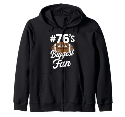 Nummer 76 Biggest Fan Fußball Mama Frau Supporter Sohn Cheer Kapuzenjacke von Biggest Football Fan Number Apparel