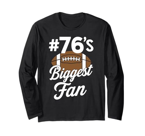 Nummer 76 Biggest Fan Fußball Mama Frau Supporter Sohn Cheer Langarmshirt von Biggest Football Fan Number Apparel