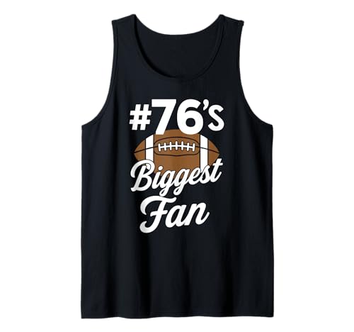 Nummer 76 Biggest Fan Fußball Mama Frau Supporter Sohn Cheer Tank Top von Biggest Football Fan Number Apparel