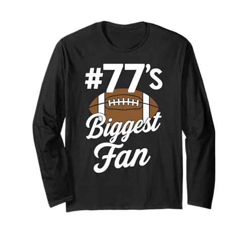 Nummer 77 Biggest Fan Fußball Mama Frau Supporter Sohn Cheer Langarmshirt von Biggest Football Fan Number Apparel