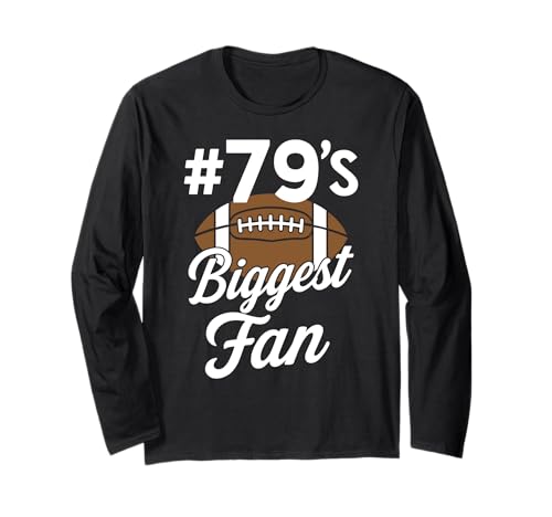 Nummer 79 Biggest Fan Fußball Mama Frau Supporter Sohn Cheer Langarmshirt von Biggest Football Fan Number Apparel