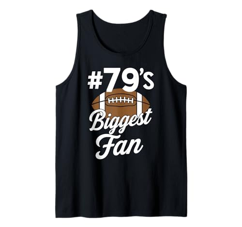 Nummer 79 Biggest Fan Fußball Mama Frau Supporter Sohn Cheer Tank Top von Biggest Football Fan Number Apparel