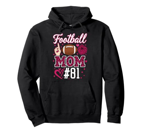 Nummer 81 Biggest Fan Fußball Mama Frau Supporter Sohn Cheer Pullover Hoodie von Biggest Football Fan Number Apparel