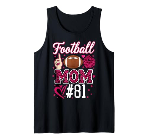 Nummer 81 Biggest Fan Fußball Mama Frau Supporter Sohn Cheer Tank Top von Biggest Football Fan Number Apparel