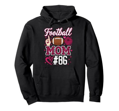 Nummer 86 Biggest Fan Fußball Mama Frau Supporter Sohn Cheer Pullover Hoodie von Biggest Football Fan Number Apparel