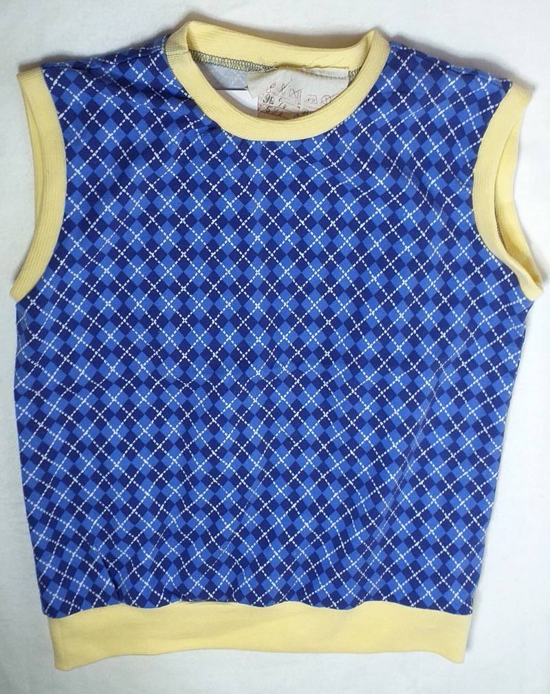 Pollunder Blaugemustert Mit Gelben Bündchen Gr 104 von Biggy62