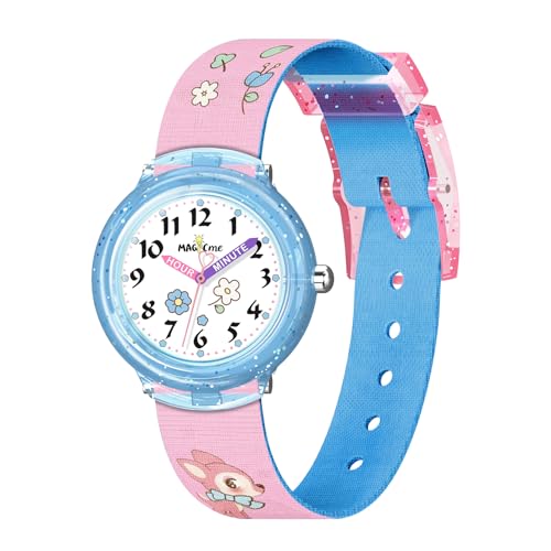 Bigmeda Kinderuhr Einhorn Armbanduhr Tierdrucke Textil Armband Analoge Junge Mädchen (Hirsche) von Bigmeda