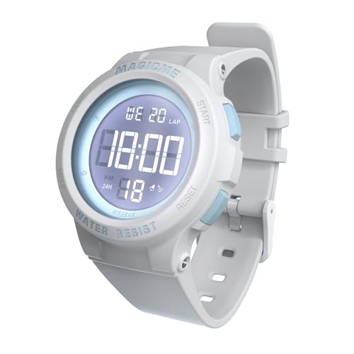 Bigmeda Uhren für Kinder Mädchen Jungen 50 M Wasserdicht Sports Outdoor Digitaluhr Kinder Armbanduhr mit Wecker/Stoppuhr/EL-backLicht/Datum (Macaron Weiß) von Bigmeda