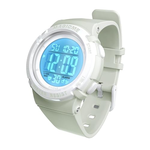 Bigmeda Uhren für Kinder Mädchen Jungen 50 M Wasserdicht Sports Outdoor Digitaluhr Kinder Armbanduhr mit Wecker/Stoppuhr/EL-backLicht/Datum (Morandi Hellgrün) von Bigmeda