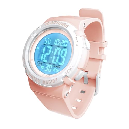 Bigmeda Uhren für Kinder Mädchen Jungen 50 M Wasserdicht Sports Outdoor Digitaluhr Kinder Armbanduhr mit Wecker/Stoppuhr/EL-backLicht/Datum (Morandi-Rosa) von Bigmeda