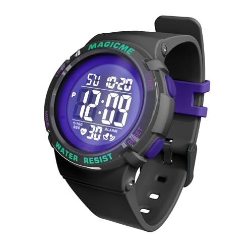 Bigmeda Uhren für Kinder Mädchen Jungen 50 M Wasserdicht Sports Outdoor Digitaluhr Kinder Armbanduhr mit Wecker/Stoppuhr/EL-backLicht/Datum (Schwarz+Grün) von Bigmeda