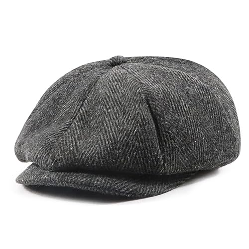 Herren Schiebermütze Baskenmützen Schirmmützen Barett Cap Retro Herringbone Bakerboy Newsboycap Gatsby Flat Cap 1920s Kostüm Accessoires Mütze von Bigoco