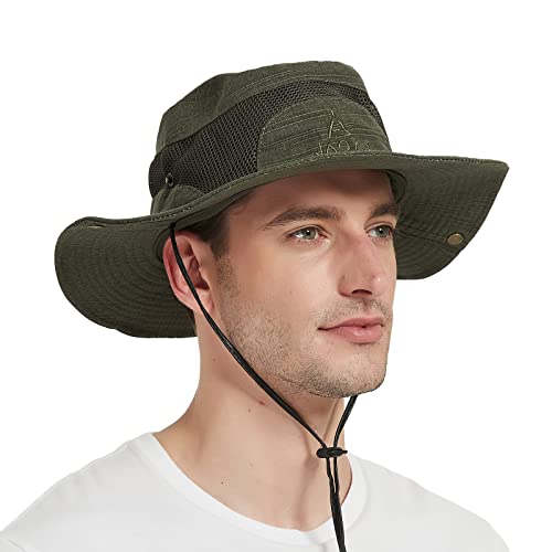 UV Schutz Sonnenhut Herren Baumwolle Sommerhut,Outdoor Fischerhut Buschhut Gartenhut Faltbar SafariHut,Breite Krempe Wanderhut Boonie Hat Damen von Bigoco