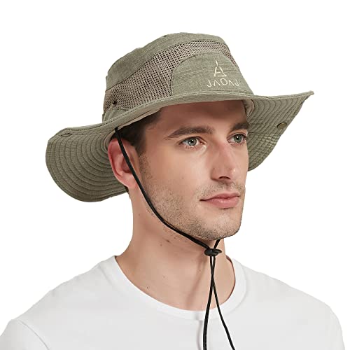 UV Schutz Sonnenhut Herren Baumwolle Sommerhut,Outdoor Fischerhut Buschhut Gartenhut Faltbar SafariHut,Breite Krempe Wanderhut Boonie Hat Damen von Bigoco