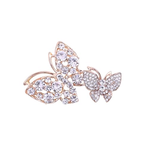 Vielseitige Brosche Pin Frauen Mode Brosche Damen Elegant Schmetterling Strass Brosche Pin Vielseitiges Modeaccessoire, Metall, Sekundärer Stein von Bigougem