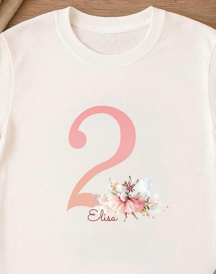 Bügelbild Ballerina Bunny | Dtf Transfer Mit Wunschname Und Alter Für Kinder Personalisiert I Hase Geburtstagszahl von BigthreeDesign