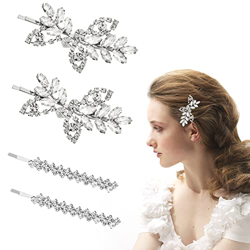 4 Stücke Glitzer Haarspangen,Strass Bobby Pin Haarnadel Kristall Haarnadeln für Mädchen Damen Damen Party Hochzeit Tägliches Kleid (2 Größe) von Bigxin