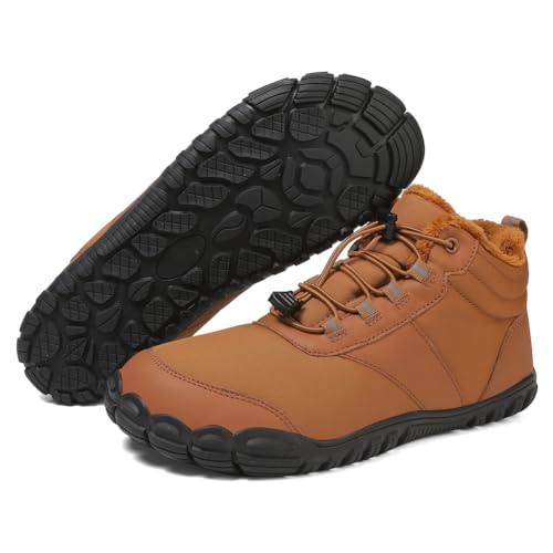 Bigzagger Barfußschuhe Winter Herren Damen Warm Winterschuhe mit Gefüttert Wasserdicht Winterstiefel Schneestiefel mit rutschfeste Sohle Warm Winter Barfußschuh mit Breiter Zehenbox von Bigzagger