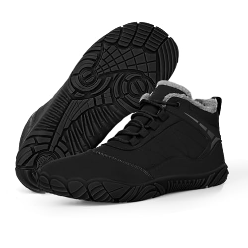 Bigzagger Barfußschuhe Winter Herren Damen Warm Winterschuhe mit Gefüttert Wasserdicht Winterstiefel Schneestiefel mit rutschfeste Sohle Warm Winter Barfußschuh mit Breiter Zehenbox von Bigzagger