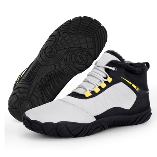 Bigzagger Barfußschuhe Winter Herren Damen Warm Winterschuhe mit Gefüttert Wasserdicht Winterstiefel Schneestiefel mit rutschfeste Sohle Warm Winter Barfußschuh mit Breiter Zehenbox von Bigzagger
