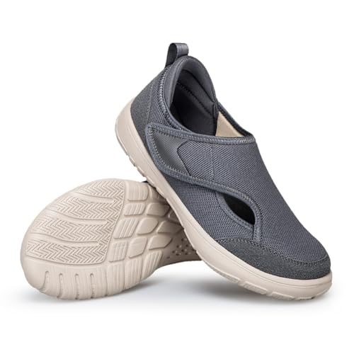 Bigzagger Diabetiker Hausschuhe Herren Damen Extra Weit Diabetiker Sandalen Senioren mit Klettverschluss Ultraleicht Diabetiker Orthopädische Schuhe für Geschwollene Füße von Bigzagger