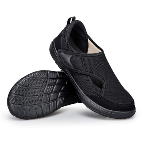 Bigzagger Diabetiker Hausschuhe Herren Damen Extra Weit Diabetiker Sandalen Senioren mit Klettverschluss Ultraleicht Diabetiker Orthopädische Schuhe für Geschwollene Füße von Bigzagger