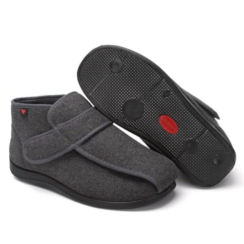 Bigzagger Diabetiker Winterschuhe Herren Damen Diabetiker Schuhe Extra Weit mit Klettverschluss Diabetiker Hausschuhe Senioren Schuhe Winter Boots für Geschwollene Füße von Bigzagger