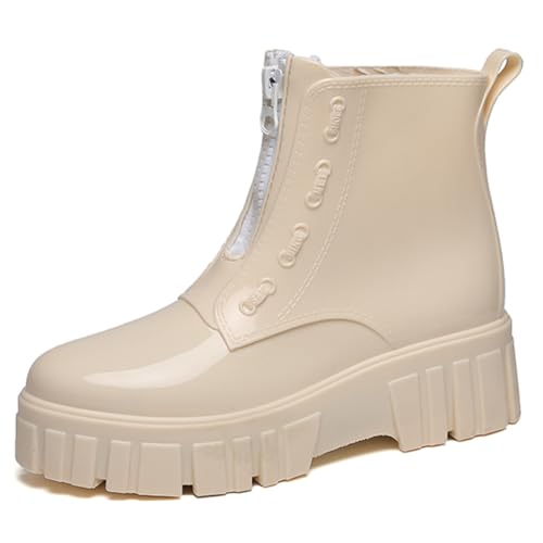 Bigzagger Gummistiefel Damen Halbhoch Gefüttert - Chelsea Boots Wasserdicht Rutschfeste Regenstiefel Stiefeletten Gartenschuhe von Bigzagger