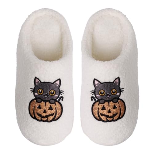 Bigzagger Halloween Hausschuhe Damen Herren Plüsch Rutschfeste Halloween Slippers Warme Hausschuhe Bedruckte für Winter Halloween Weihnachten Geschenke von Bigzagger