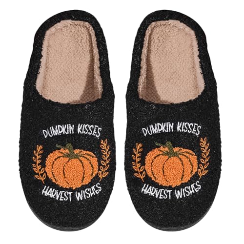 Bigzagger Halloween Hausschuhe Damen Herren Plüsch Rutschfeste Halloween Slippers Warme Hausschuhe Bedruckte für Winter Halloween Weihnachten Geschenke von Bigzagger