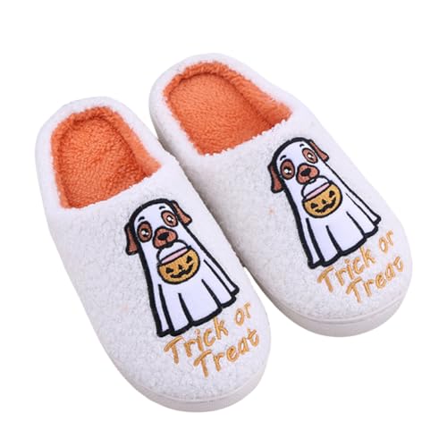 Bigzagger Halloween Hausschuhe Damen Herren Plüsch Rutschfeste Halloween Slippers Warme Hausschuhe Bedruckte für Winter Halloween Weihnachten Geschenke von Bigzagger