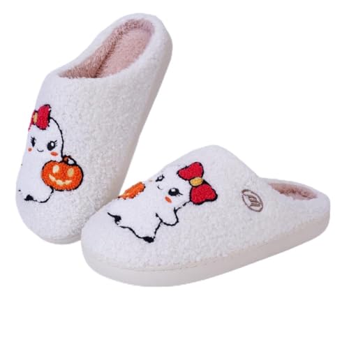 Bigzagger Halloween Hausschuhe Damen Herren Plüsch Rutschfeste Halloween Slippers Warme Hausschuhe Bedruckte für Winter Halloween Weihnachten Geschenke von Bigzagger