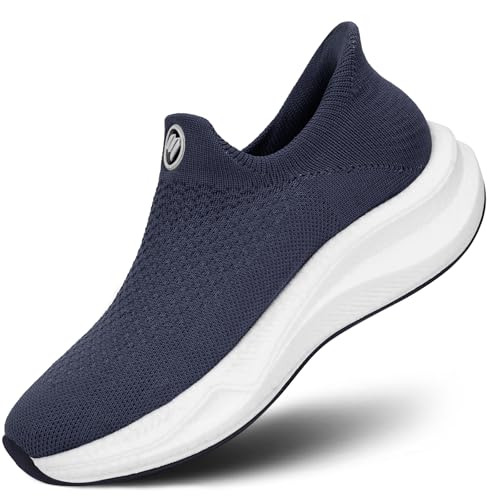 Bigzagger Slip on Sneaker Damen Herren Fußbogenstütze Orthopädische Schuhe Atmungsaktiv Leichte Schlupfschuhe Hände frei Slip in Turnschuhe Laufschuhe Sportschuhe(Blau) von Bigzagger