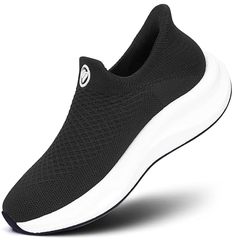 Bigzagger Slip on Sneaker Damen Herren Fußbogenstütze Orthopädische Schuhe Atmungsaktiv Leichte Schlupfschuhe Hände frei Slip in Turnschuhe Laufschuhe Sportschuhe(Schwarz) von Bigzagger
