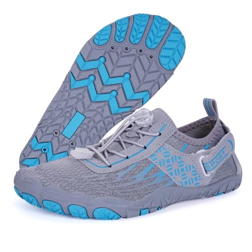 Bigzagger Unisex Badeschuhe Damen Herren Barfußschuhe rutschfest Weiche Sohle Wasserschuhe Atmungsaktiv Schwimmschuhe Schnell Trocknend Aquaschuhe Gr.35-47 von Bigzagger