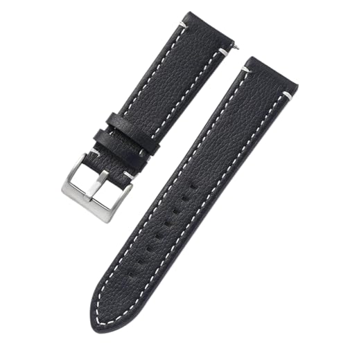 Bihahyj Uhrenarmbänder aus echtem Leder, 18–24mm, Schwarz, 18mm von Bihahyj